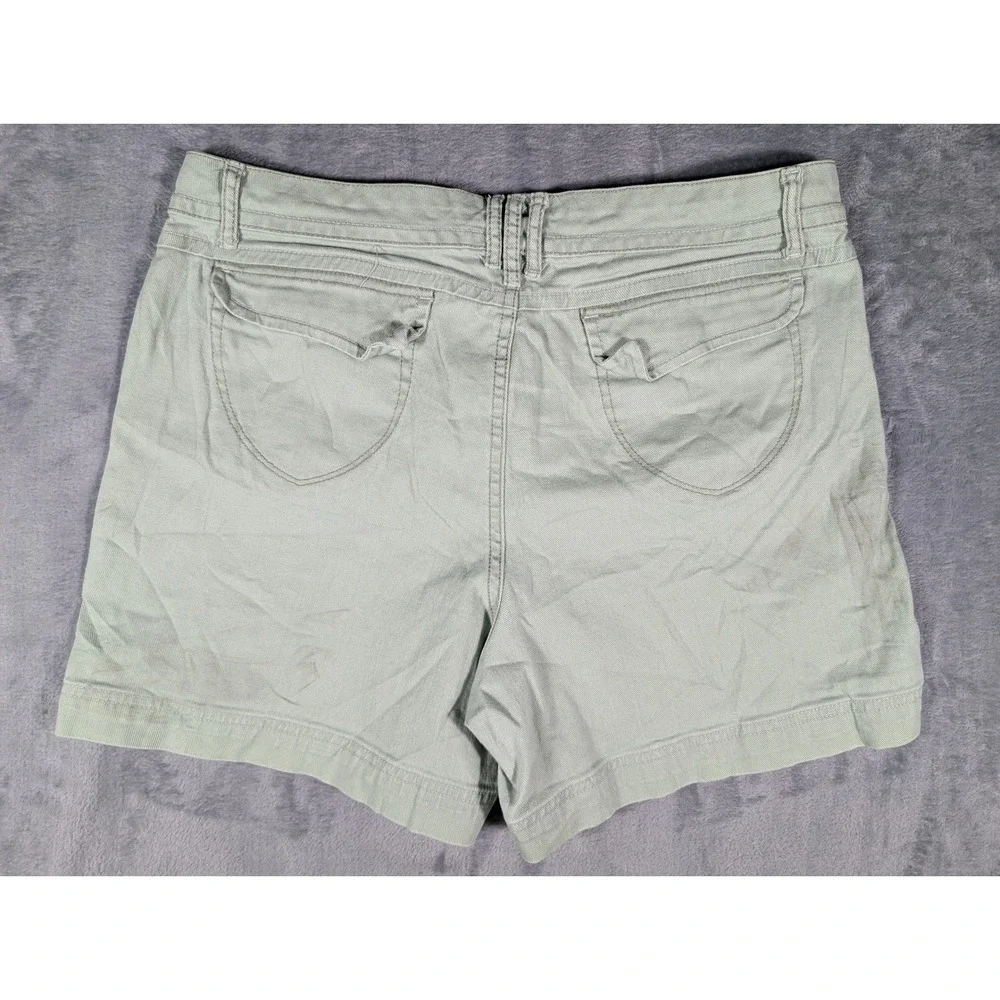 Gloria Vanderbilt Womens Sage Green Denim Shorts Mid Rise Casual Summer Size 14